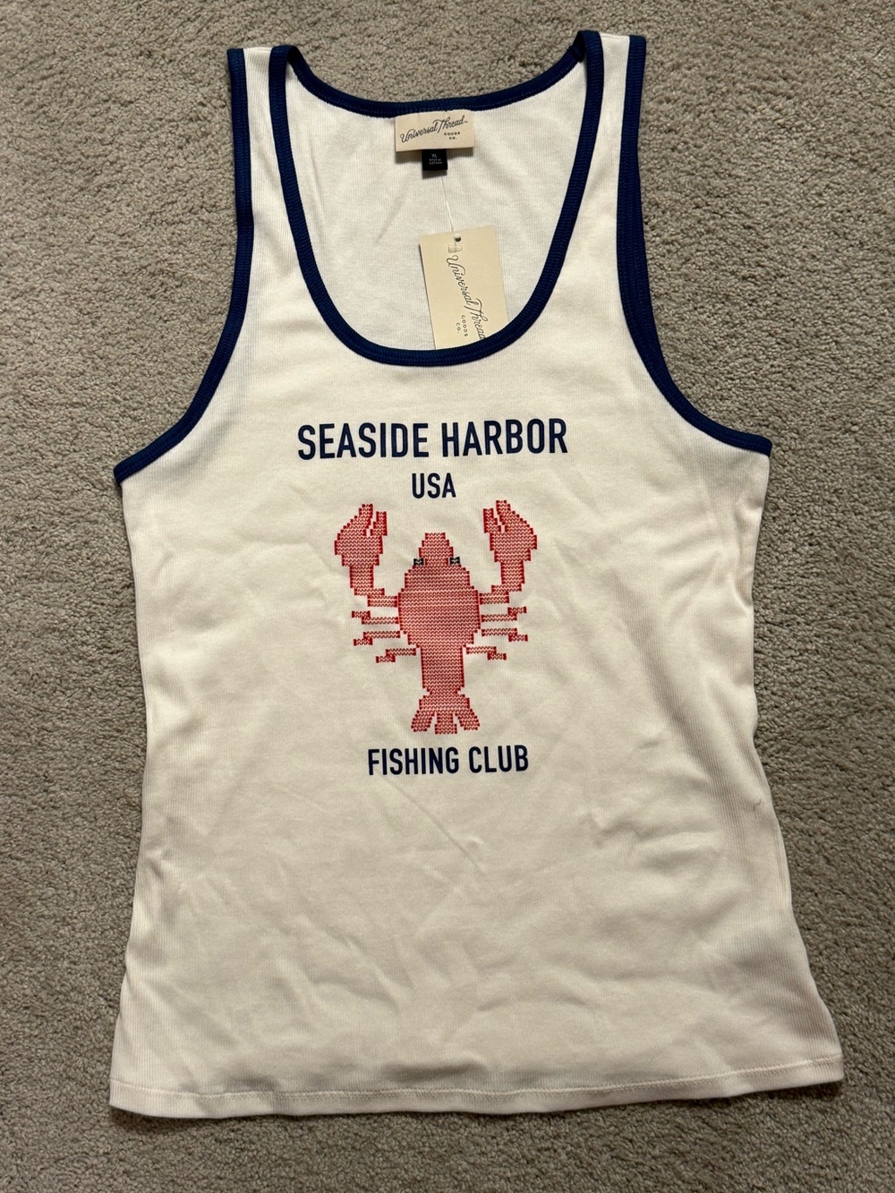 Woman’s XL Seaside Harbor Fishing Club Tank with Lobster Graphic - NWT